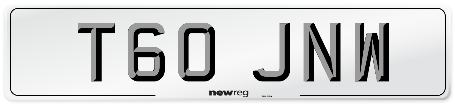 T60 JNW Number Plate from New Reg